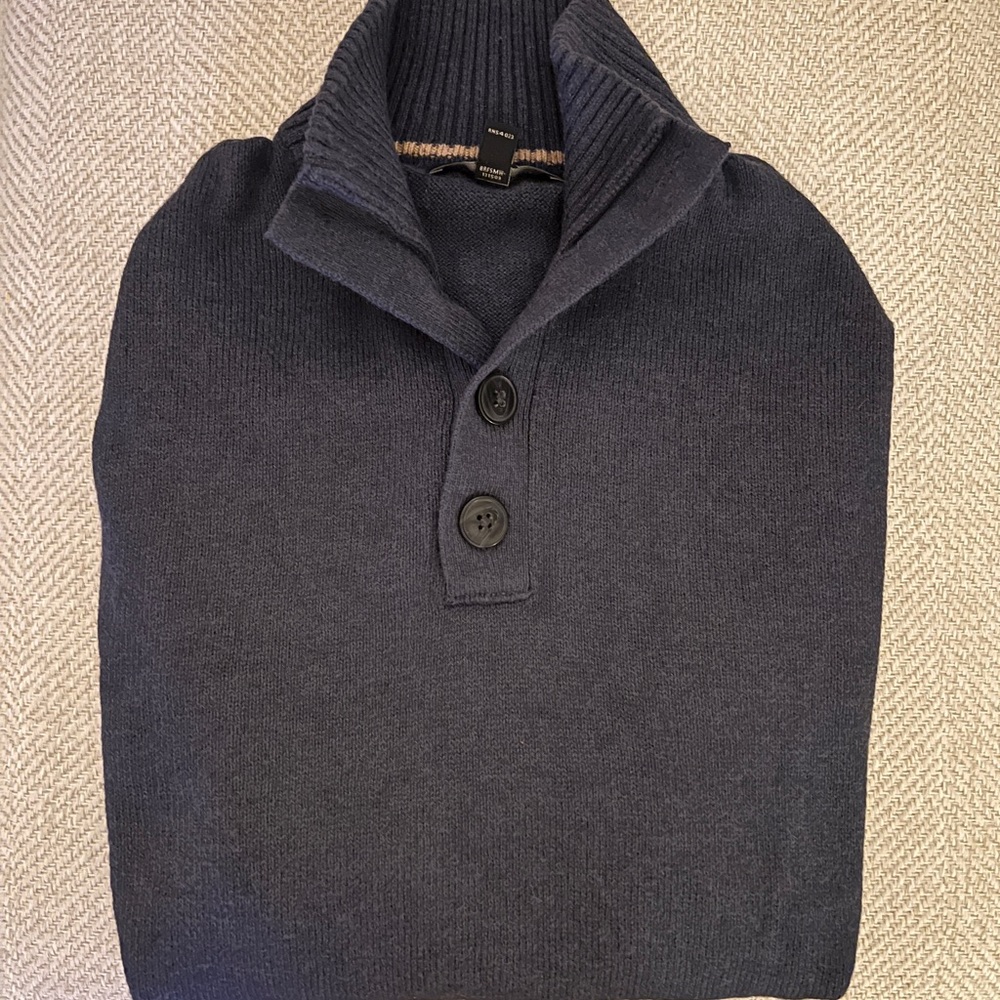 Banana Republic Wool Blend Mock Neck Sweater -Size S - Cobalt Blue Heather
